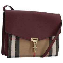 Borsa a Spalla BURBERRY Nova Check in Tela Beige e Oro Auth 179304