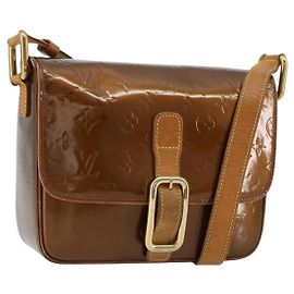 LOUIS VUITTON Bolsa de Ombro Monogram Vernis Christie GM Bronze M91107 Auth ka4295