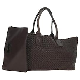 BOTTEGA VENETA INTRECCIATO Cabas MM Tote Bag Pelle Marrone 115664 Auth am11571V