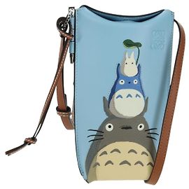 LOEWE �~ Ghibli My Neighbor Totoro Gate Pocket Leather Light Blue Auth 167291SM