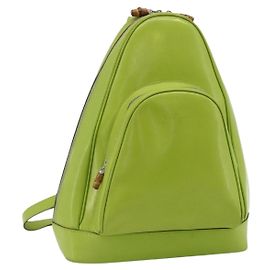 GUCCI Bamboo Body Bag Pelle vernice Verde Oro 003 2113 0027 Auth 179580