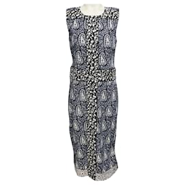 Ärmelloses Midi-Kleid aus Krepp mit Paisley-Print und floralem Jacquard Altuzarra Marineblau / Weiß / Schwarz