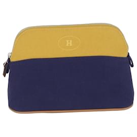 Pochette Mini Bolide Hermès en algodón azul marino y ocre