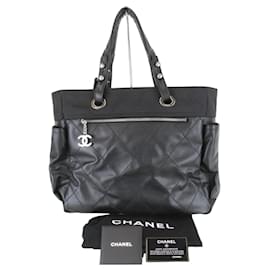 Sac cabas Chanel en PVC noir et toile