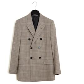 Céline Celine Hedi Slimane Chaqueta de Lana a Cuadros Doble Botonadura