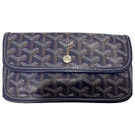 Pochette Goyard Saint Louis in tela rivestita blu navy