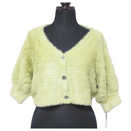 Autre Marque Cardigan court en maille de fil à plumes avec col en V GRACE CONTINENTAL