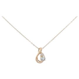 Autre Marque Collana in oro rosa K10 4C con acquamarina e diamante