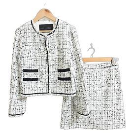 Autre Marque Conjunto 2way de tweed com debrum de franjas Tara Jarmon
