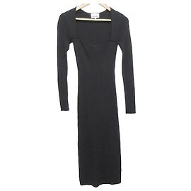 Autre Marque Ganni Stretch Wide Neck Long Rib Knit Kleid
