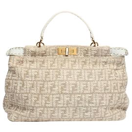 Fendi Borsa a tracolla in tweed Neutral Peekaboo
