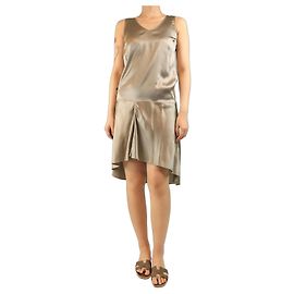 Brunello Cucinelli Vestido midi de seda neutro - talla M