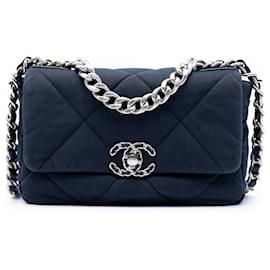 Chanel Blue Medium Quilted Jersey 19 Flap