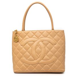 Chanel Beige Caviar Medallion Tote