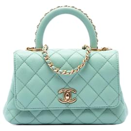 Borsa Chanel Blue Extra Mini Quilted Caviar Coco Top Handle