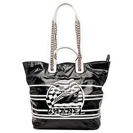 Borsa Chanel Black Coated Canvas La Pausa Bay Shopping