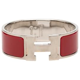 Hermès Red Wide Enamel Clic Clac H Bracelet GM