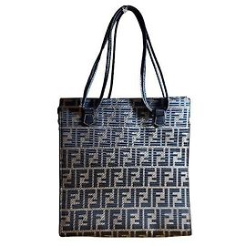 Fendi Zucca Handtasche aus braunem Canvas und Leder