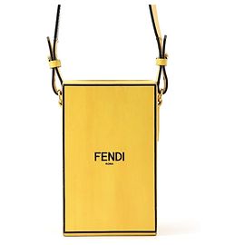 Borsa a tracolla in pelle gialla Fendi