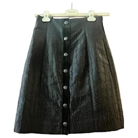 Falda de piel negra efecto cocodrilo Bally