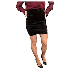 Minifalda de terciopelo negro fruncida - Autre Marque