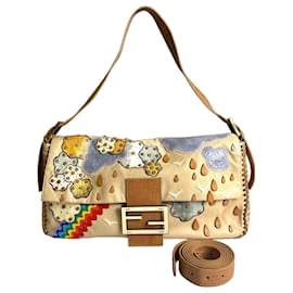 ULTRA RARE FENDI MAXI RAINBOW WHIPSTITCH EMBROIDERED 3WAY BAGUETTE BAG