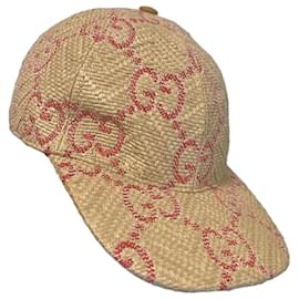 Gucci Cap aus Stroh mit rotem GG Monogramm