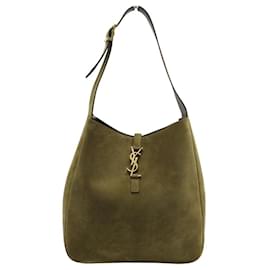 NUOVA BORSA SAINT LAURENT 5 À 7 LARGE 753837 PELLE SCAMOSCIATA KHAKI HOBO BAG