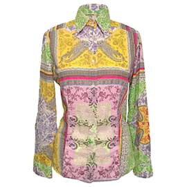 Camisa Etro con estampado floral y botones frontales en algodón multicolor