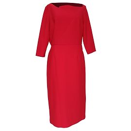 Vestido midi asimétrico Roland Mouret en poliéster rojo
