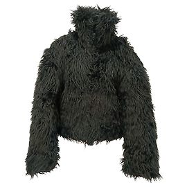 Giacca corta imbottita Balenciaga in finta pelliccia nera