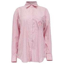 Maje Oversized-Hemd mit Streifen aus rosa Baumwolle