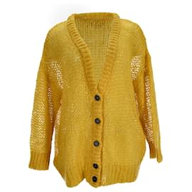 Cárdigan de punto Marni en lana de mohair amarillo