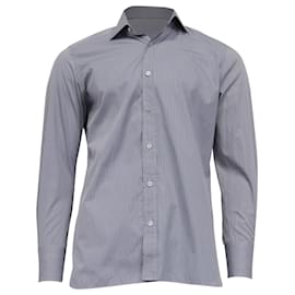 Tom Ford gestreiftes Button-Down-Hemd aus hellblauer Baumwolle