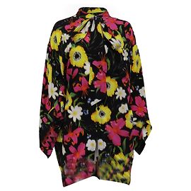 Camicetta Balenciaga con collo a fiocco e effetto intrecciato in viscosa con stampa floreale Blurry Bouquet