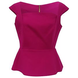 Roland Mouret Abbey Peplum Top aus rosa Wolle