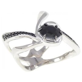 Autre Marque Anello LuxUness Karachi in Platino e Zaffiro Blu