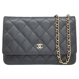 Portafoglio con catena Chanel in pelle Caviar Borsa a tracolla 2way