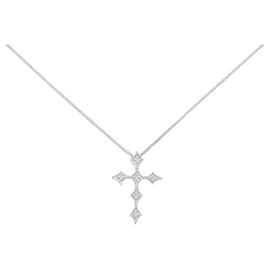 K10 White Gold Cross Cubic Zirconia Necklace - Autre Marque