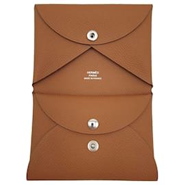 Hermès Mini Wallet Calvi Duo Compact, Epsom Calfskin, Gold