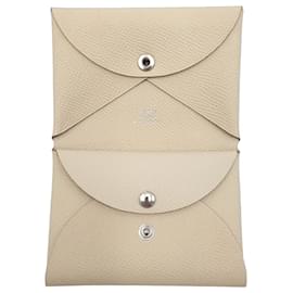 Hermès Mini Wallet Calvi Duo Compact, Epsom Calfskin, Craie