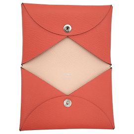 Hermès Tarjetero Calvi, Epsom Calfskin, rose Jaipur/rose eglan