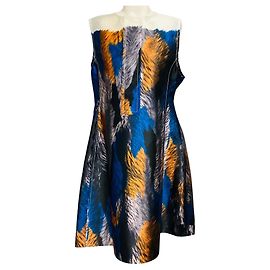 Ärmelloses Kleid mit Federprint Marni Orange / Blau / Schwarz Multi