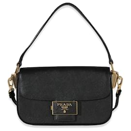 Borsa a tracolla Prada Black Saffiano Lux Leather Embleme