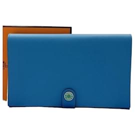 Cartera larga Hermes en Azul Verde - Hermès