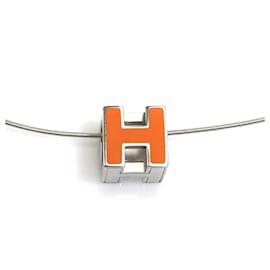 Hermes Necklace Cage d'H Metal Orange Silver - Hermès