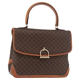 Céline Borsa CELINE Macadam Canvas PVC Pelle Marrone Oro Auth 179420A