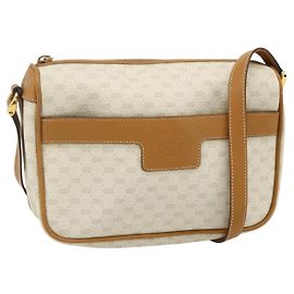 GUCCI Micro GG Supreme Schultertasche PVC Weiß Gold 001 14 0412 Auth 180108