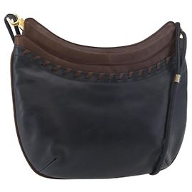 Borsa a Spalla BALLY in Pelle Blu Navy e Oro Auth BA12544