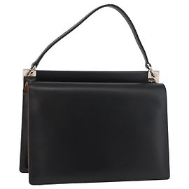 Borsa Salvatore Ferragamo Gancini in pelle nera argento Auth 179993